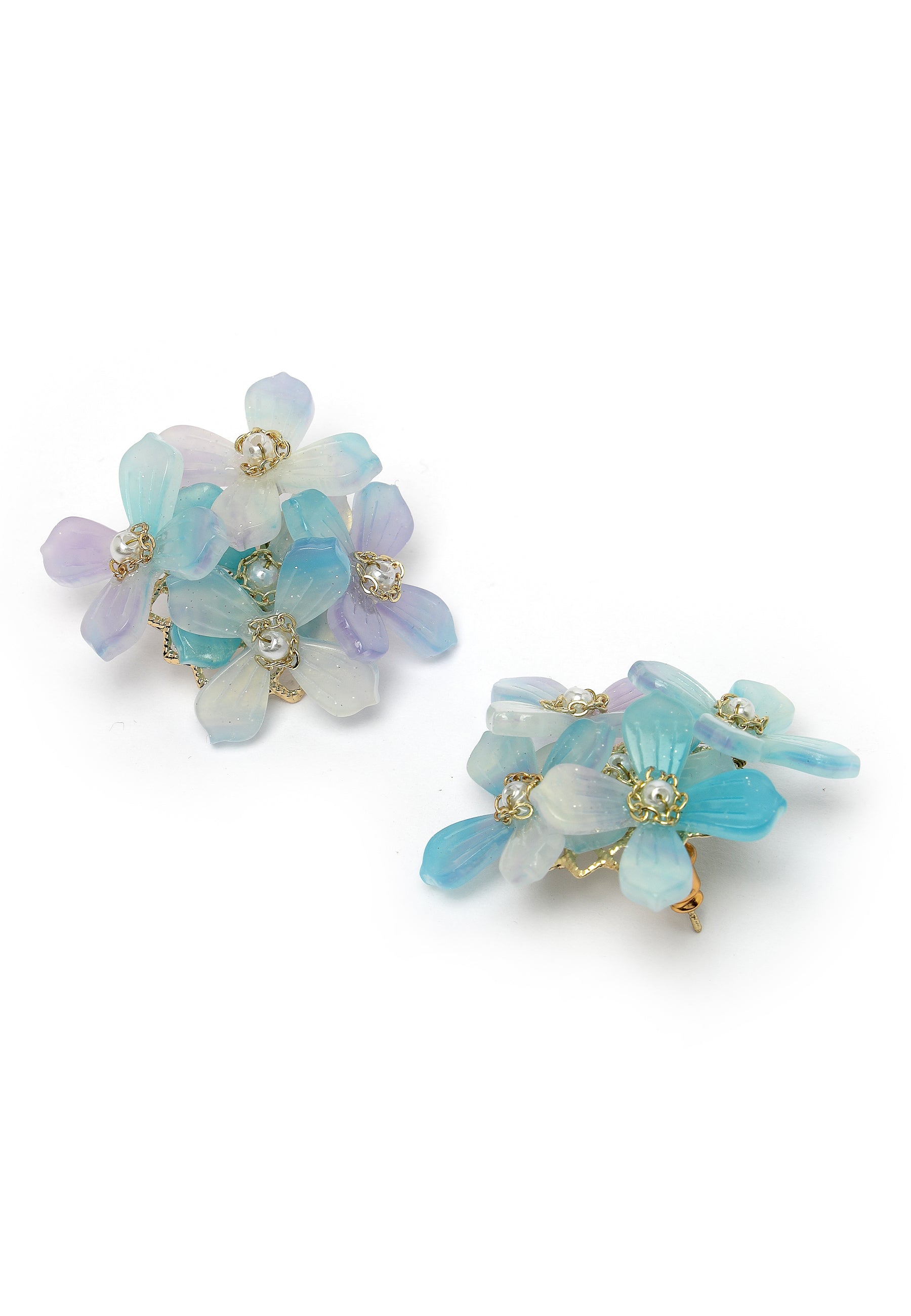 Boucles d'oreilles florales bleues