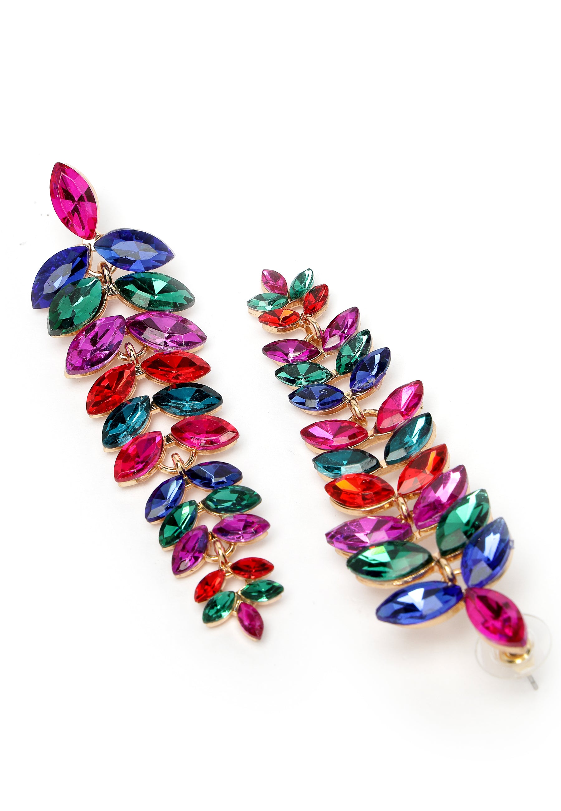 Multicolored Cascading Leaf-Shaped Drop Earrings