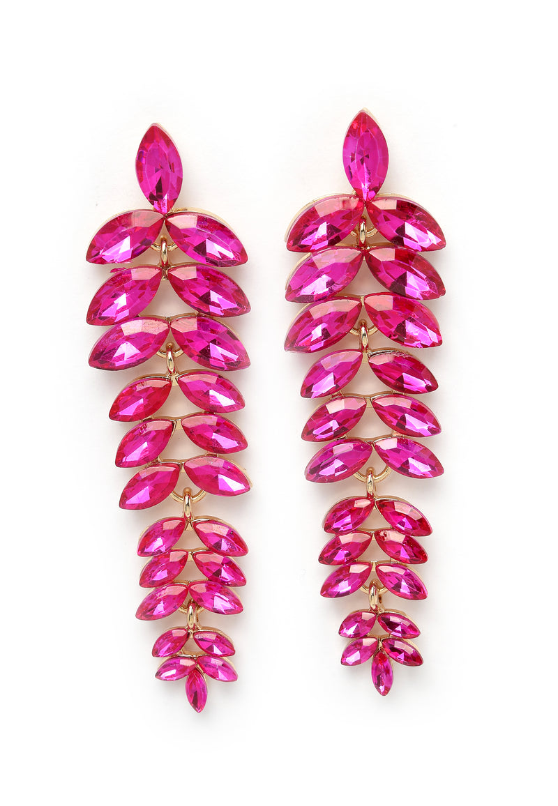 Multicolored Cascading Leaf-Shaped Drop Earrings