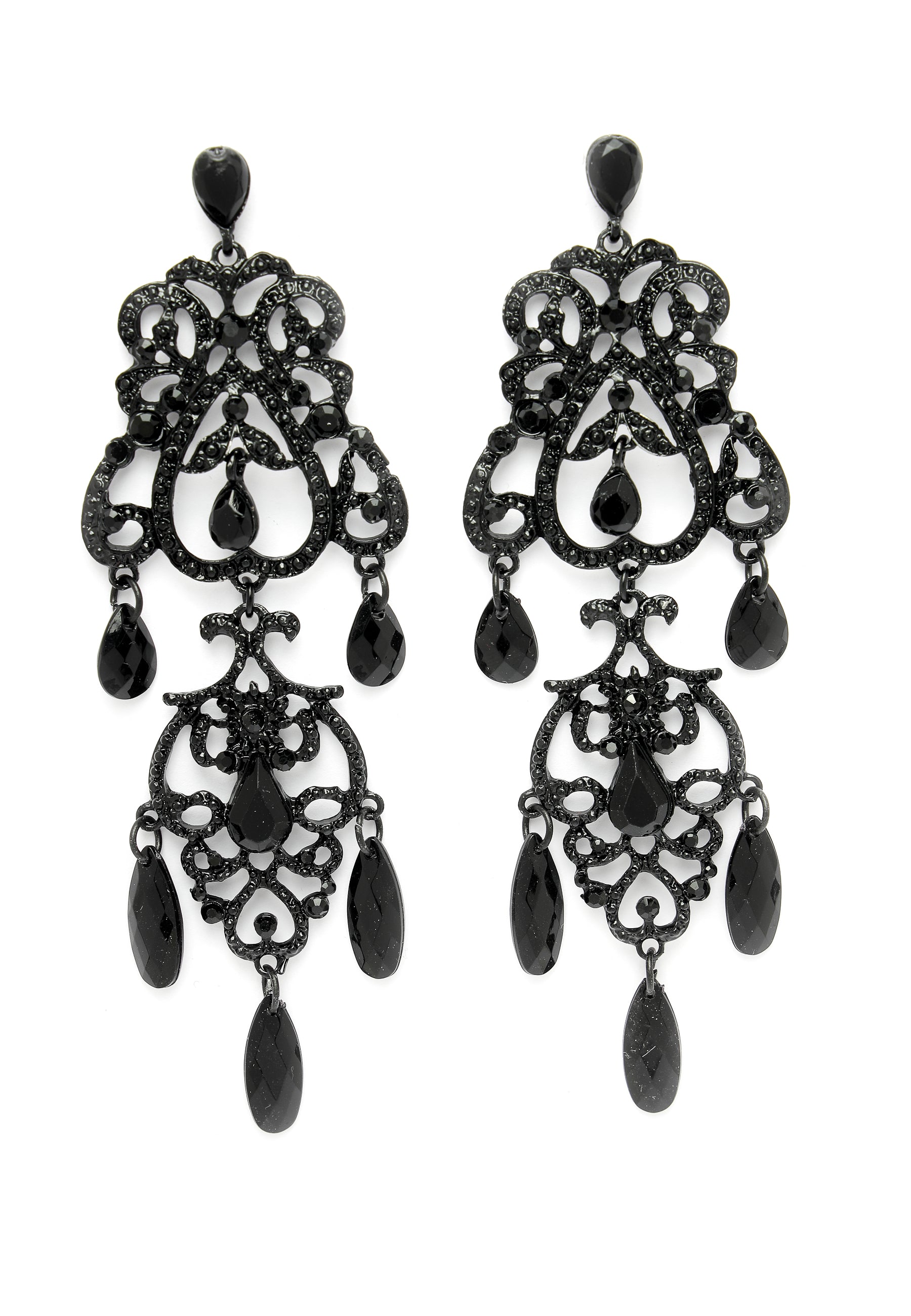 Black Classy Chandelier Earrings