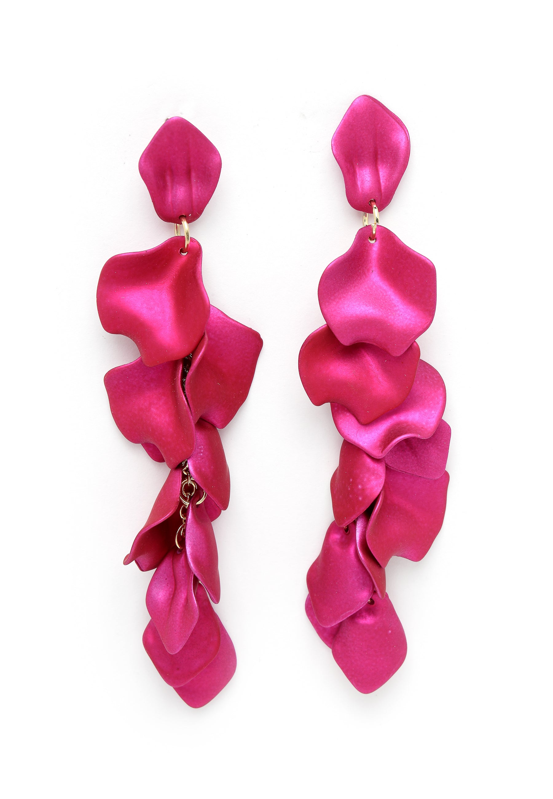 Boucles d'oreilles pendantes en forme de feuille rose