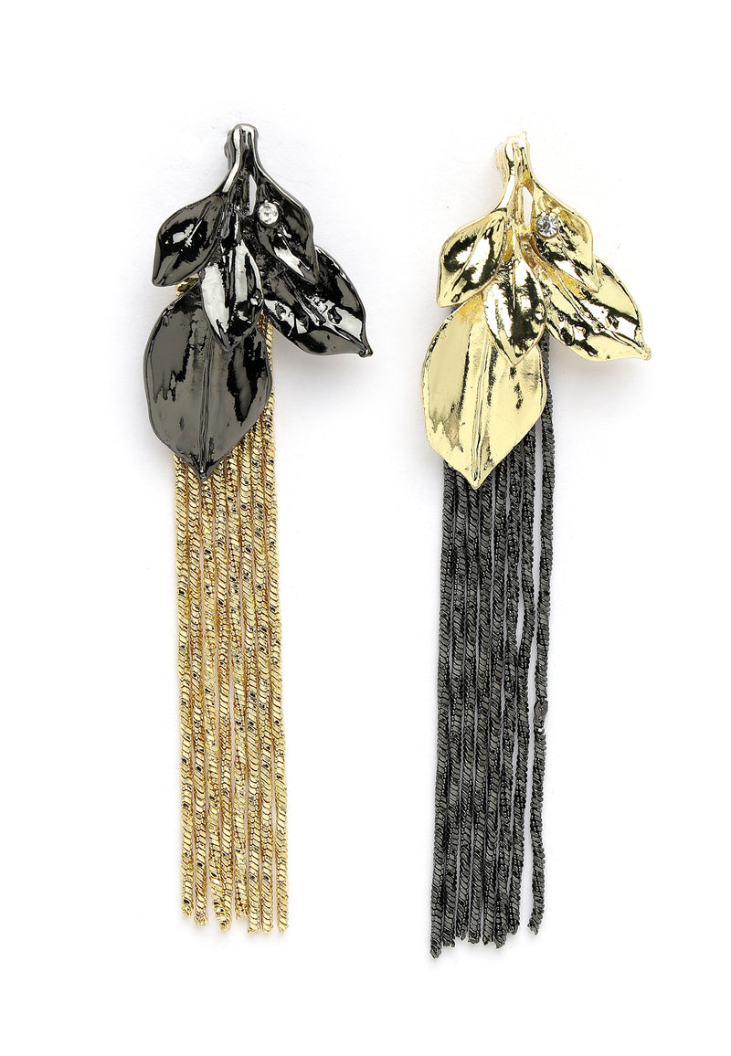 Leafy Long Fringe Earrings