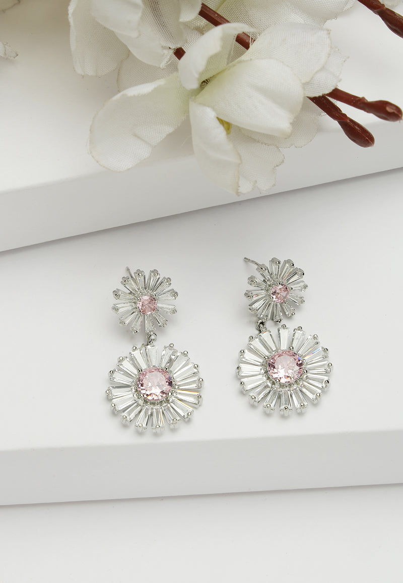 Double Daisy Drop Earrings