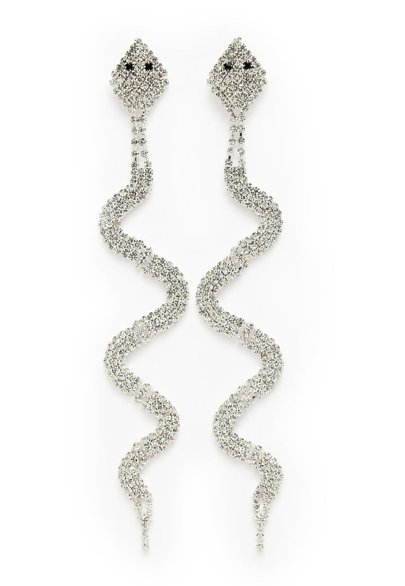 Boucles d'oreilles pendantes serpent brillant