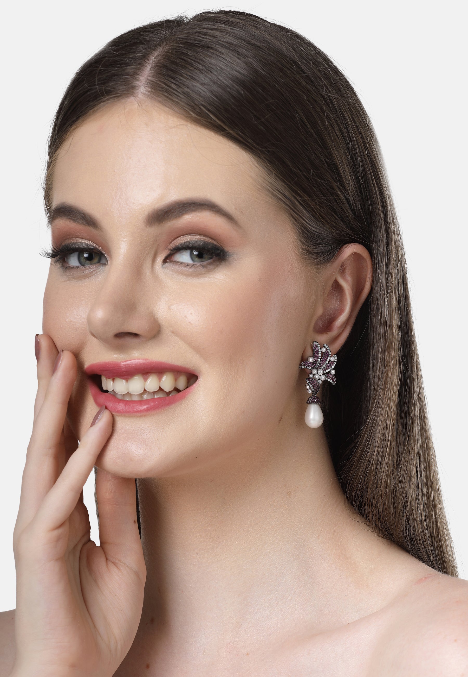 Purple Zirconia Drop Earrings