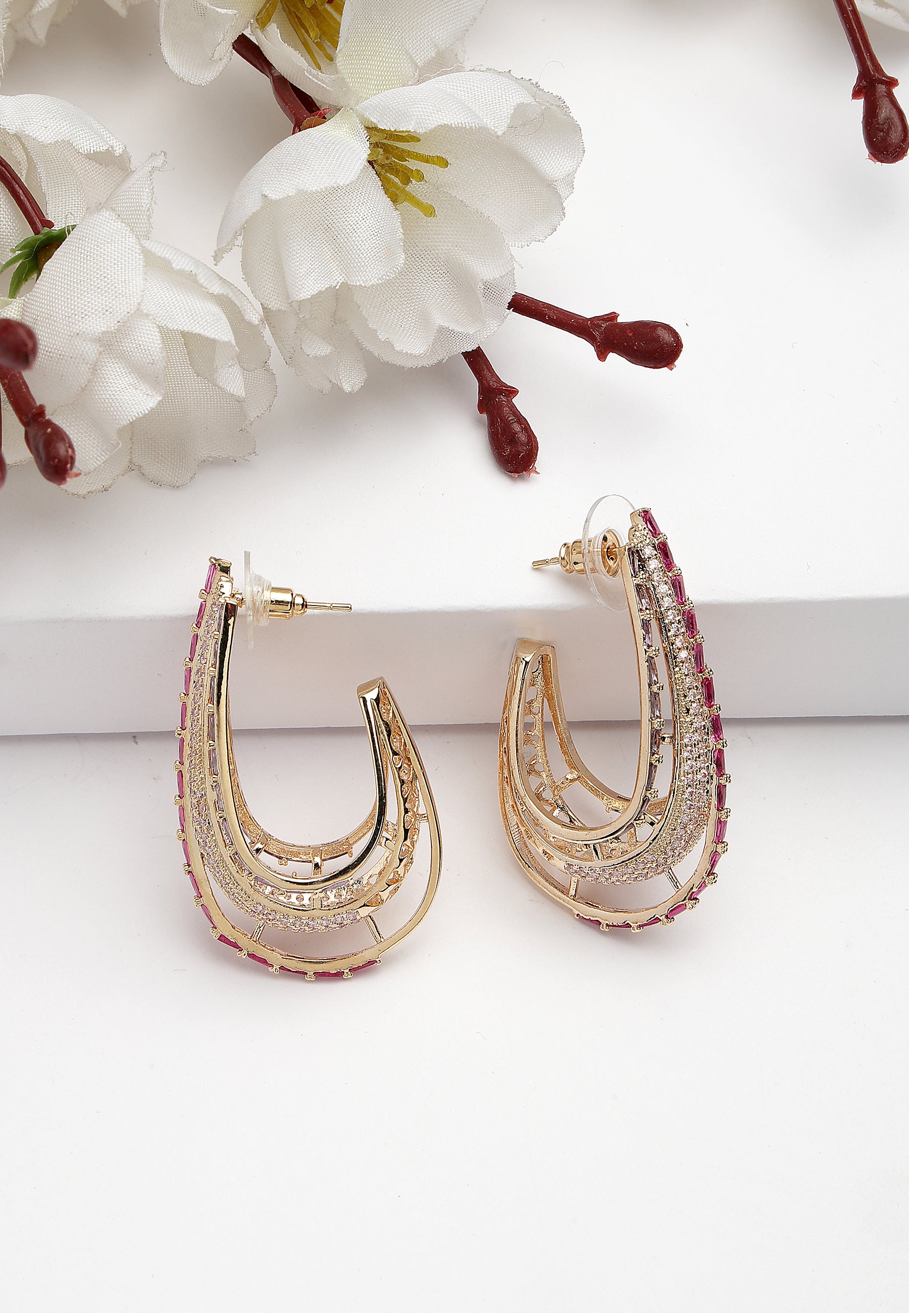 Zirconia Cashew Shaped Hoops