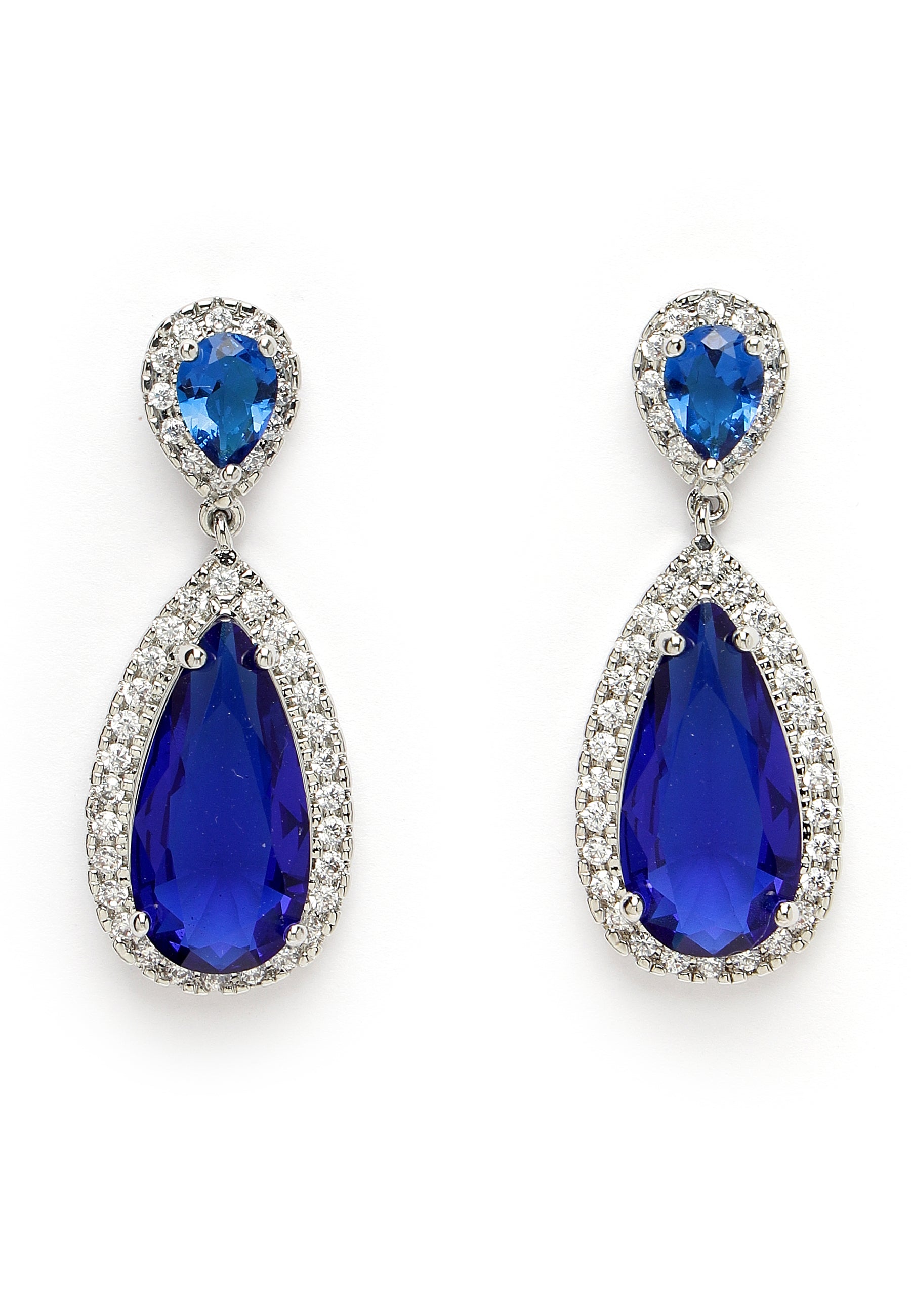 Boucles d'oreilles pendantes en zircone bleue