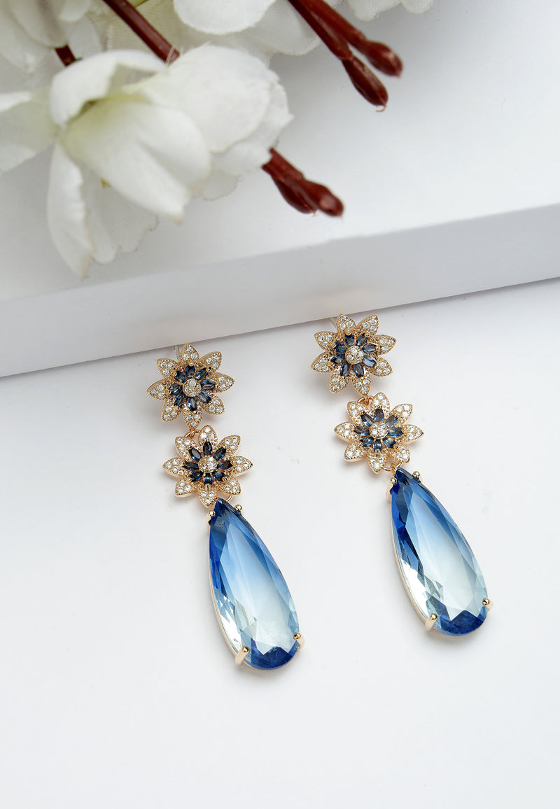 Pendientes colgantes con doble flor