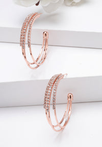 Boucles d'oreilles en cristal en forme de C en or rose