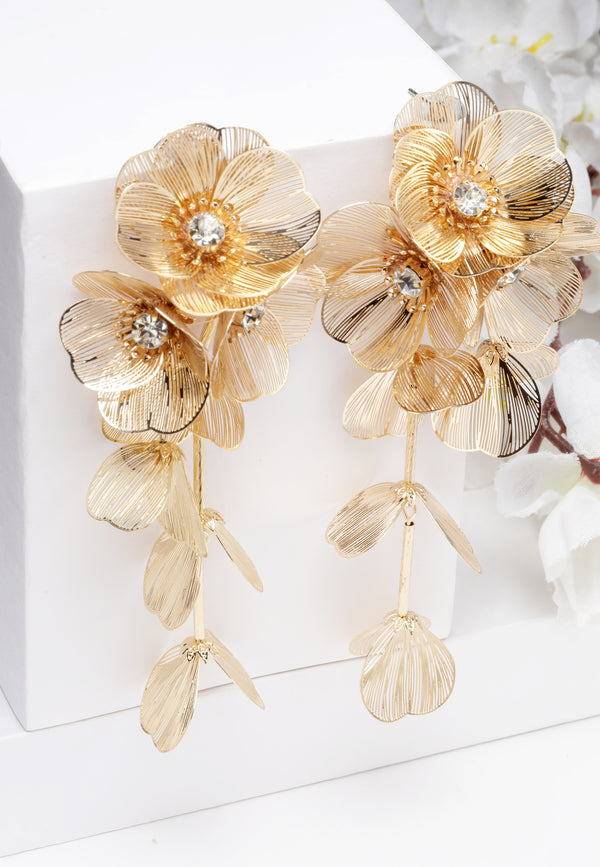 Orecchini placcati in oro con nappa Crystal Bloom