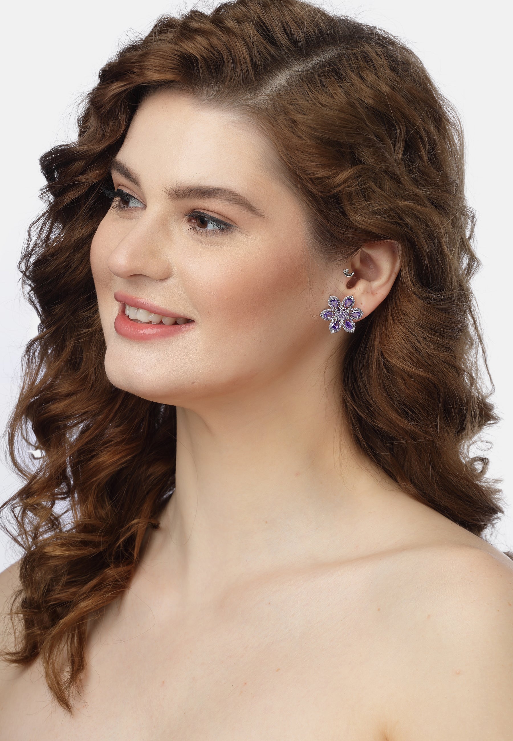 Pendientes de Stud Florales Lila