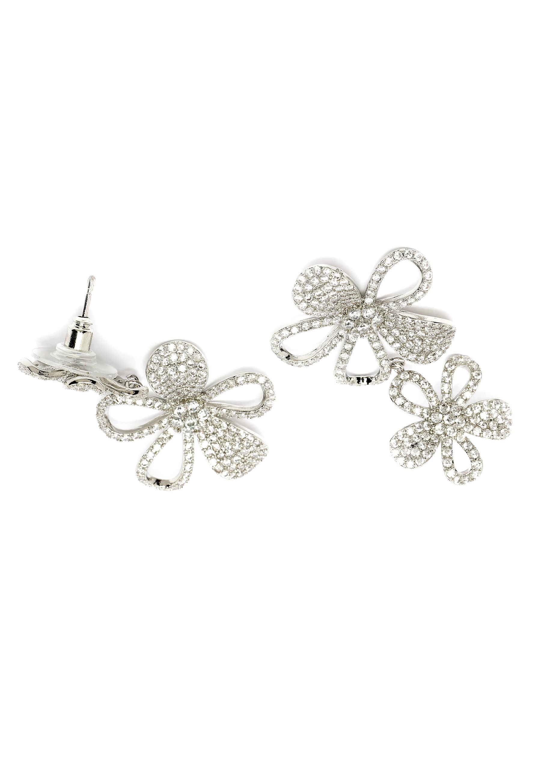 Boucles d'oreilles pendantes doubles fleurs