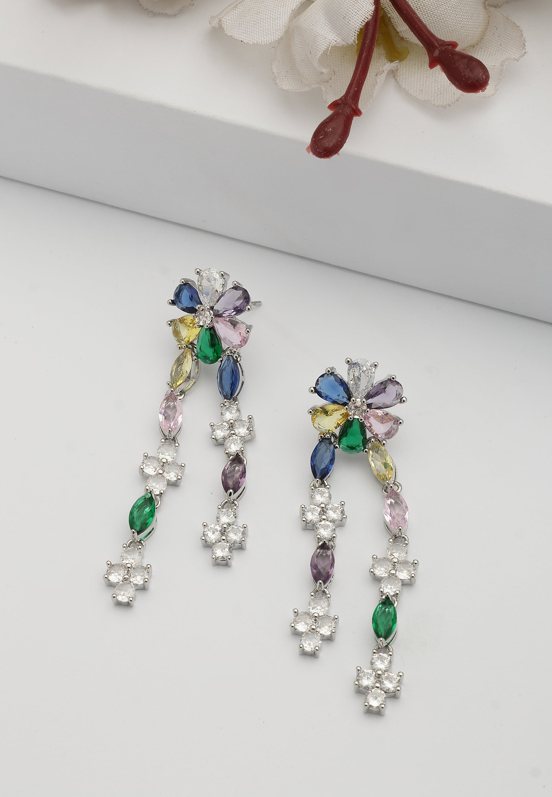 Multi-colored Floral Dangle Earrings