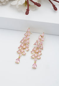 Pendientes de gota con hojas rosas