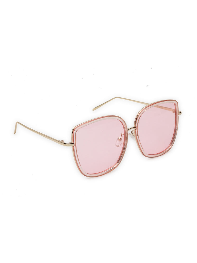 Übergroße, sommerliche, transparente Sonnenbrille in Rosatönen für Damen