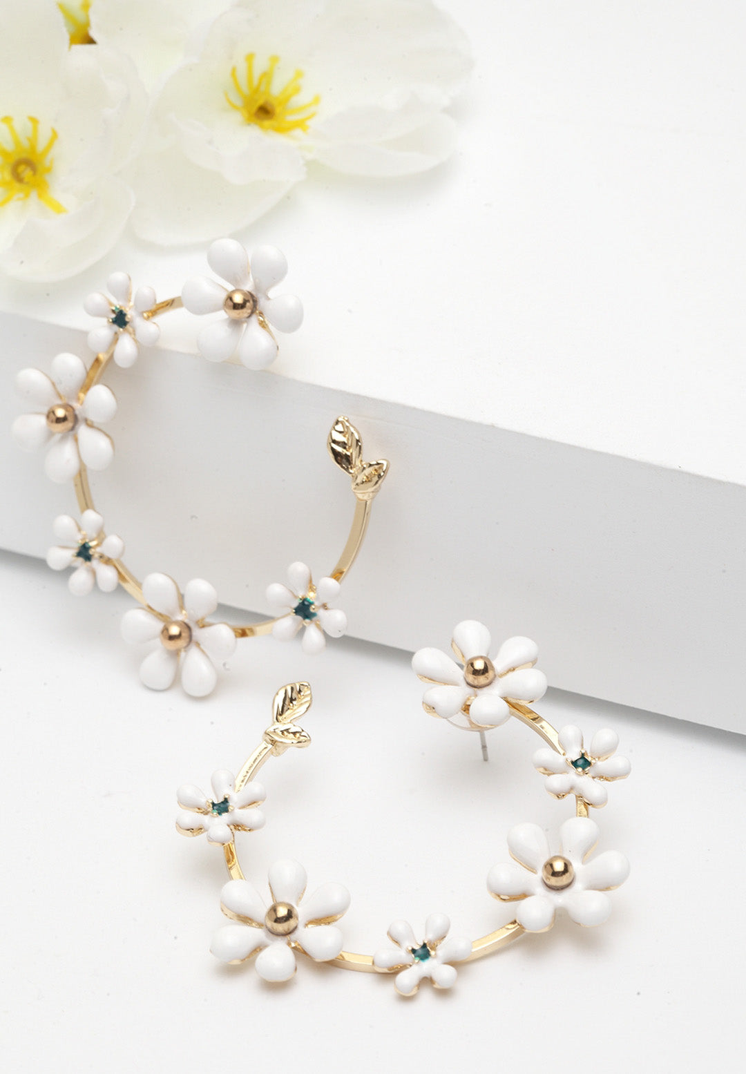 Plush Gold-Plated Flower Hoops