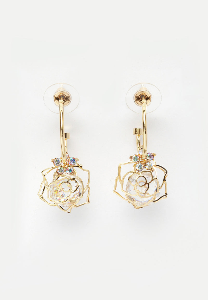 Sleek Gold-Plátáilte Rose Earrings