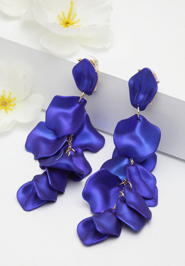 Luxury Statement Rose Petals Long Earrings