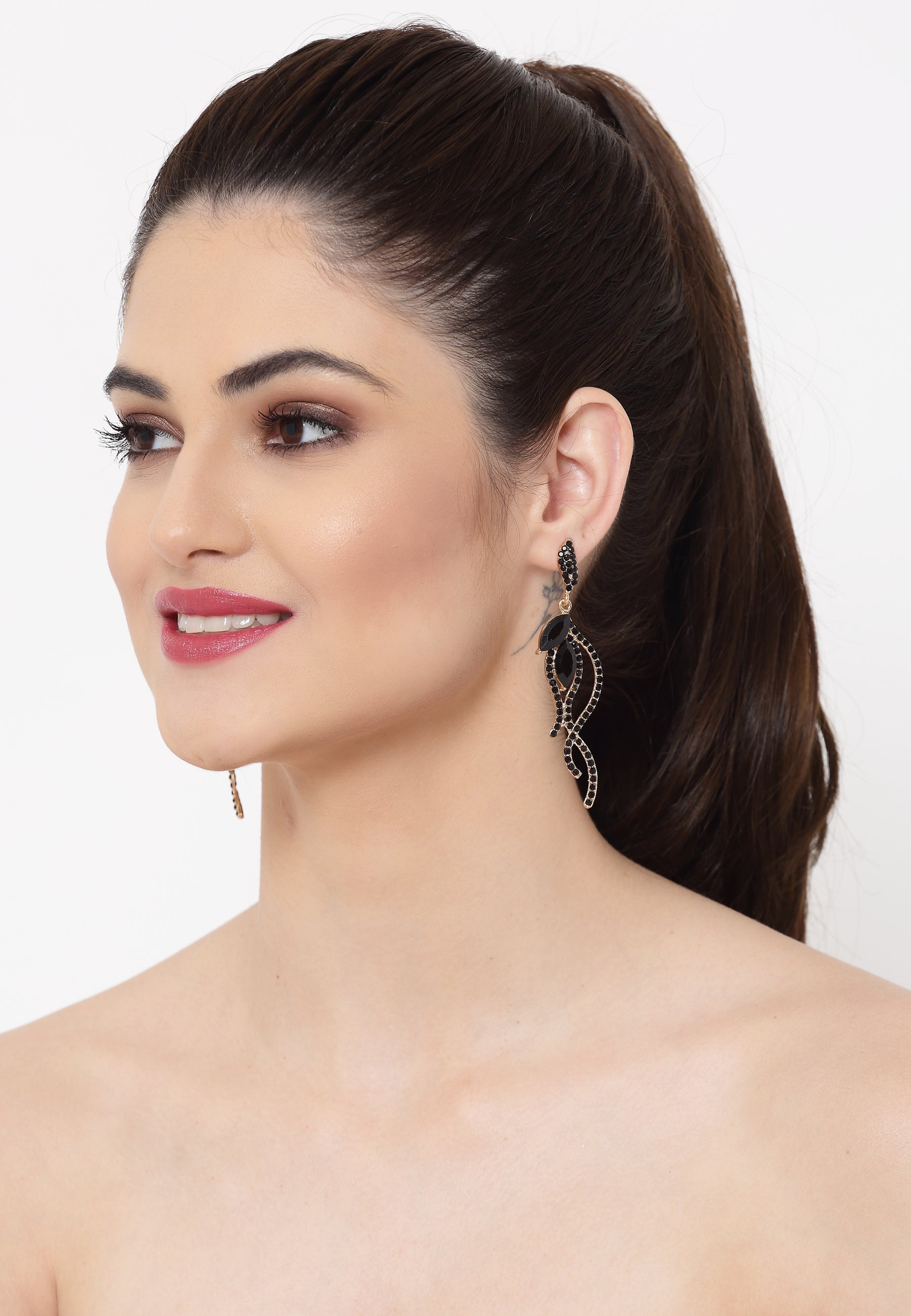 Elegant Crystals Studded Drop Earrings