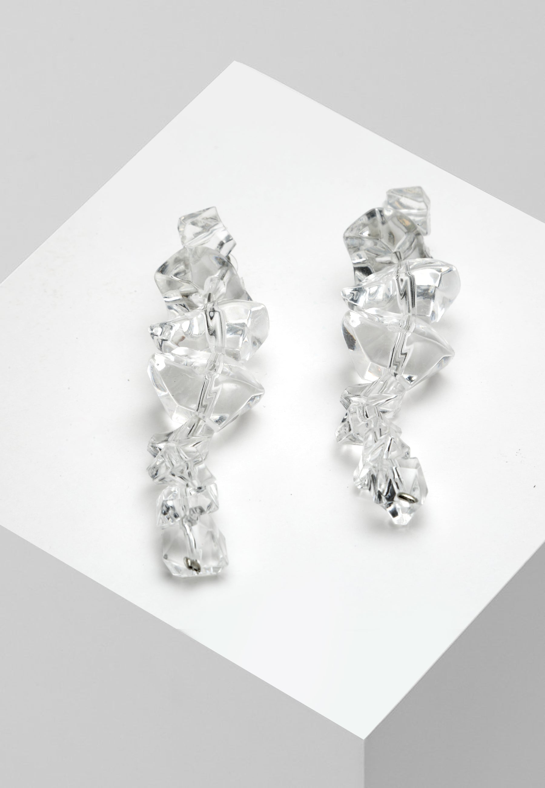 Crystals Cubes Drop Long Earrings