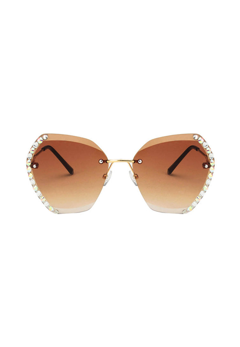 Luksusowe okulary przeciwsłoneczne w kształcie motyla bez oprawek