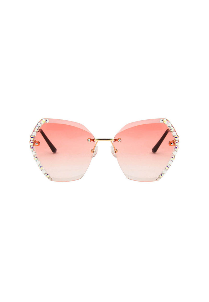 Luksusowe okulary przeciwsłoneczne w kształcie motyla bez oprawek