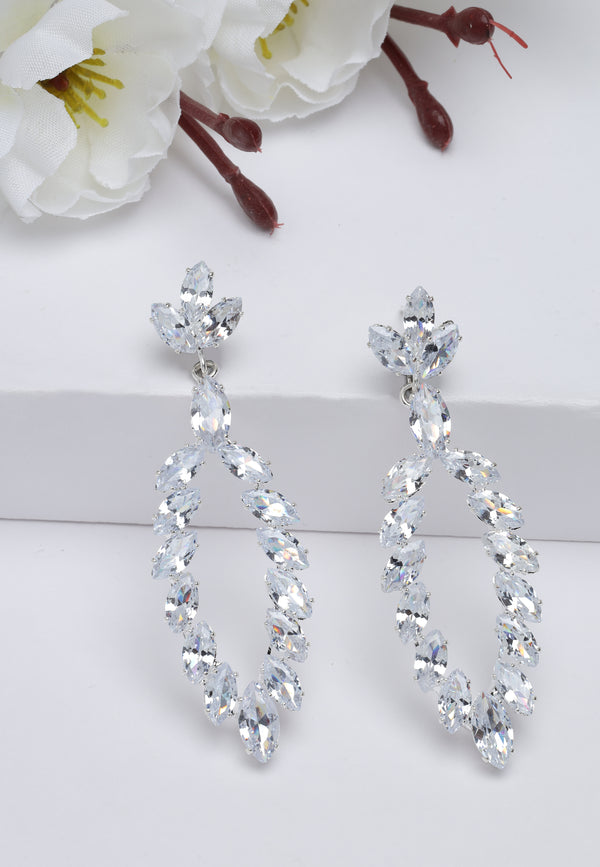 Pendientes largos con gota de cristal