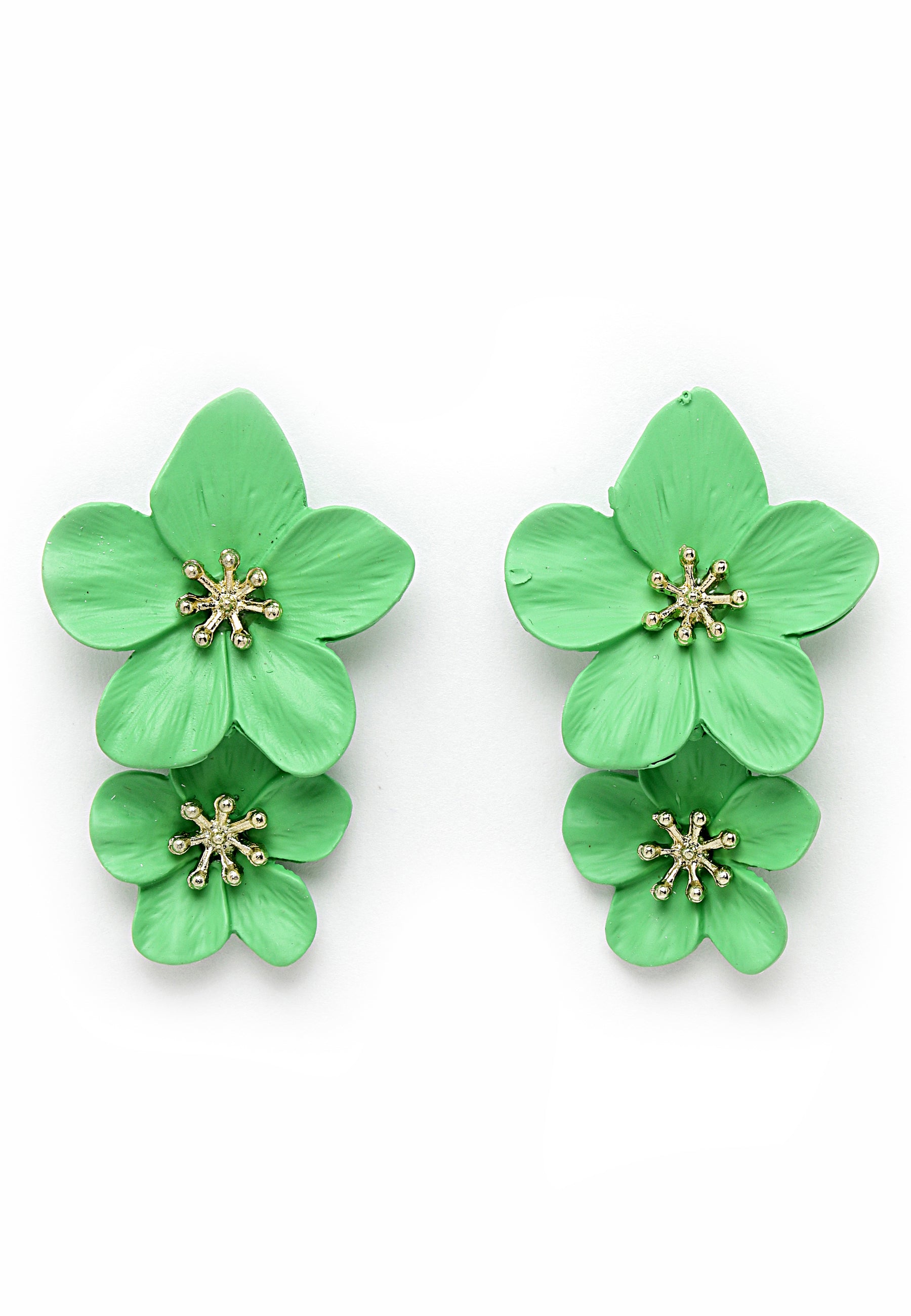 Veelkleurige dubbele oorbellen met bloemen