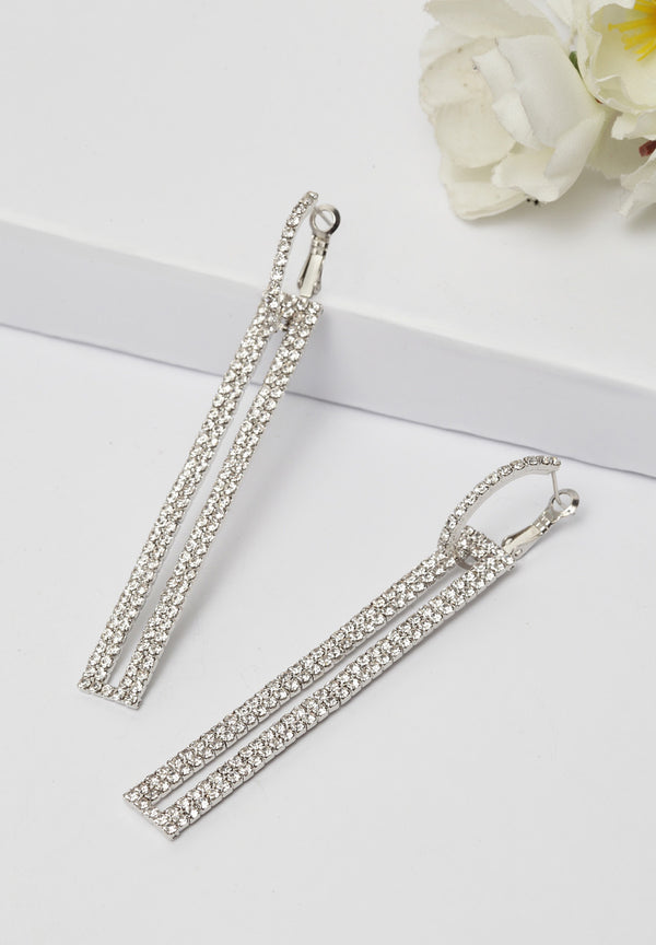 Boucles d'oreilles pendantes géométriques en cristal de luxe