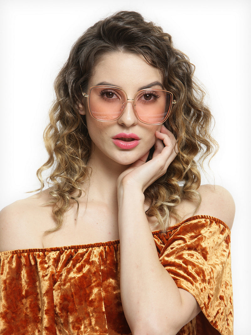 Kvinnor överdimensionerade sommarrosa nyanser trendiga transparenta solglasögon